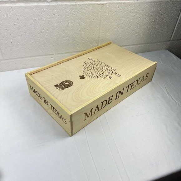 Made in Texas Pride Wooden Gift Box Keepsake Storage Goode BBQ 16.5x9x3.5 Tall - Picture 5 of 6